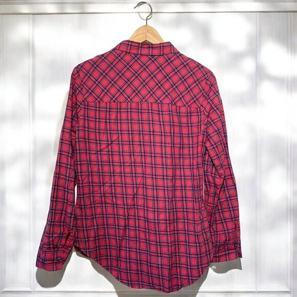 Per Se Womens Plaid Button Down Shirt 100% Cotton Pink & Blue Size Medium - Picture 4 of 5